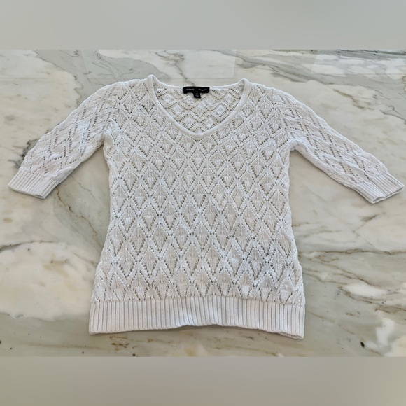 AUDREY TALBOTT WHITE V-NECK KNIT SOFT SWEATER XS - Picture 8 of 15